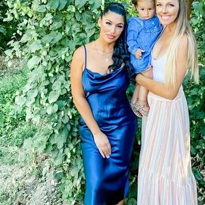 Bebe satin Navy Blue dress